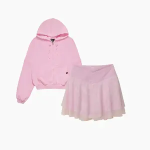Bubblegum TikTok Exclusive Bundle - Crisscross Hourglass Juliet Ballet Skort x Zip Cloud Hoodie