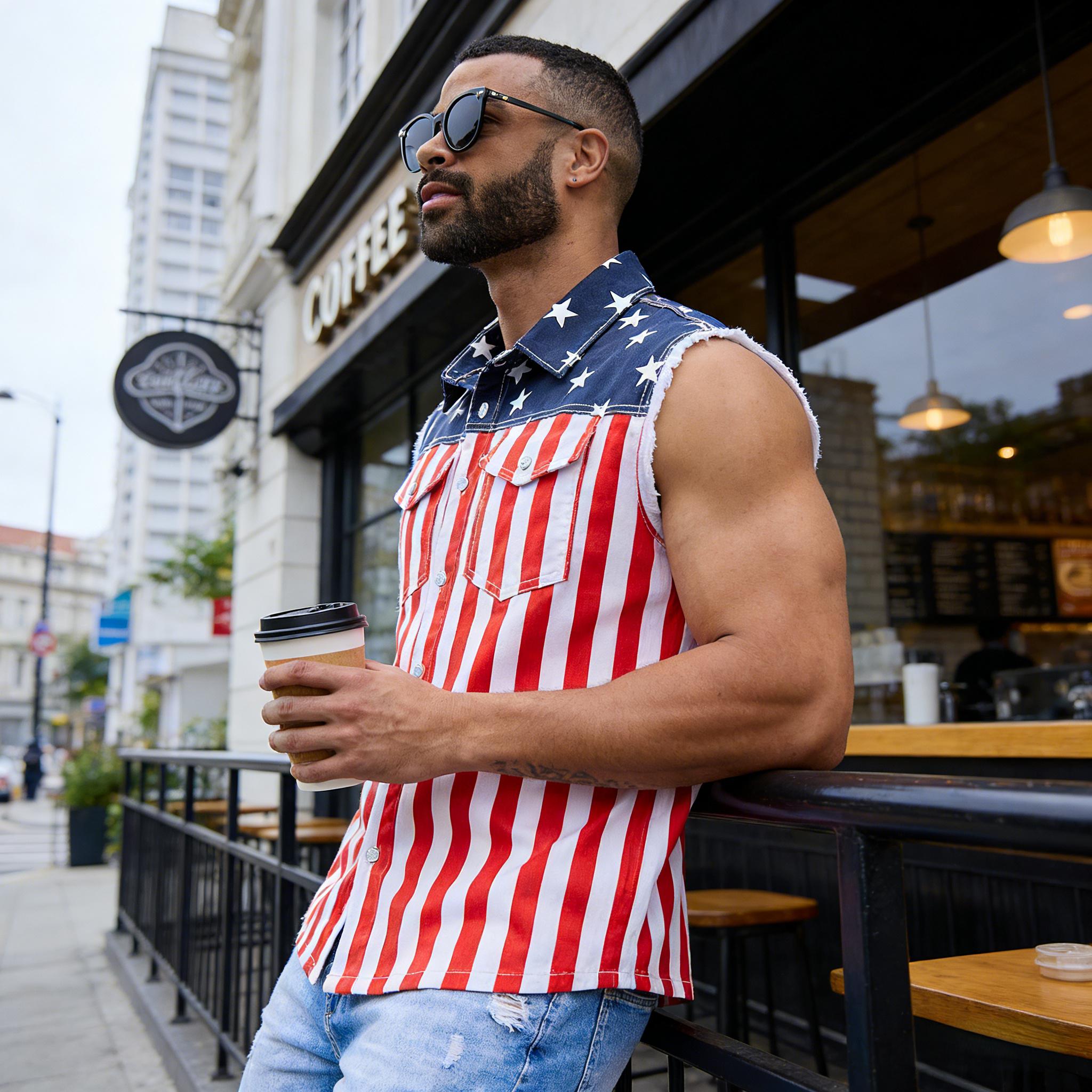 Yuanbang 4th of July Men’s American Flag Denim Vest USA 250th Birthday Independence Day Sleeveless Summer Casual Jacket Patriotic Style Outdoor Fashion Menswear Father's Festival Dad Gifts Guys Love Top Summer Wins Yuanbang 4th of July Men’s American Flag Denim Vest USA 250th Birthday Independence Day Sleeveless Summer Casual Jacket Patriotic Style Outdoor Fashion Menswear Father's Festival Dad Gifts Guys Love Top Summer Wins