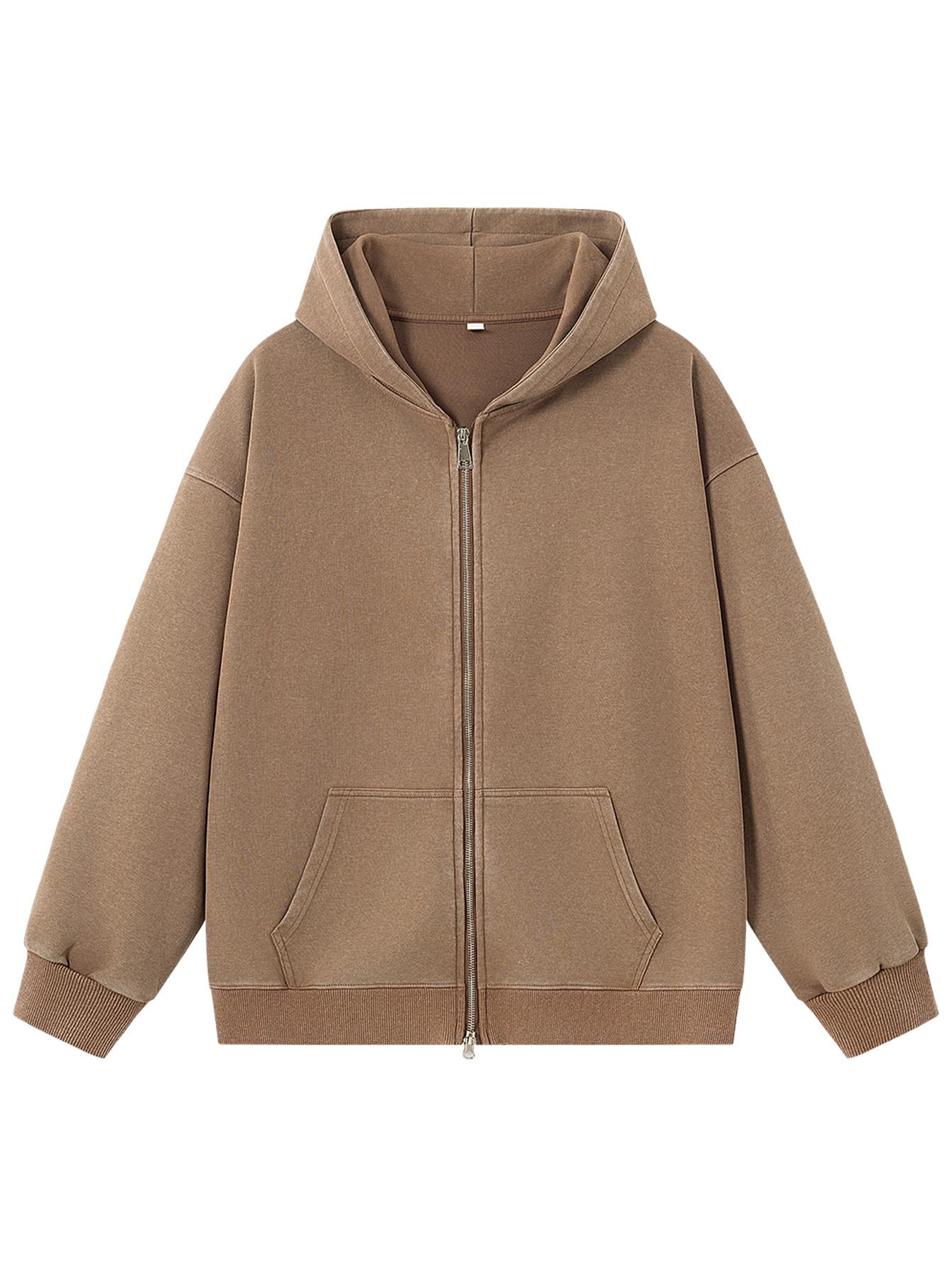 CCCMAI Men's Zip Up Hoodie Vintage Washed Hoodies Streetwear Hooded Sweatshirts Jackets Unisex zip up hoodie， Menswear Soft Casual Stylish Tops Plain Long Sleeve