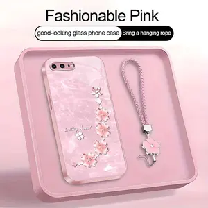 Suitable for [iPhone 8 Plus] high-end women's phone case🤩，a beautiful four-leaf clover lanyard is included🍀, exquisite and high-quality, affordable price, drop-resistant and fingerprint-proof YM99