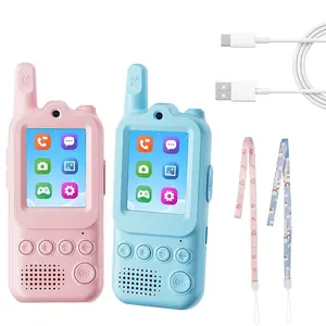 Kids Video Walkie Talkies 2 Pack with Camera, Rechargeable Long Range Two-Way Radio Toy with Screen, Outdoor Adventure Gift for Boys & Girls Ages 3-12