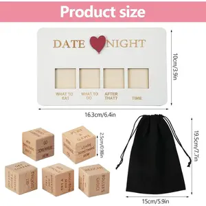 Wooden DateNight Decision Dice, Valentine's Day, portable,Romantic Couple Dice Set, Night, Funny date night ldeas couple Game Set, Party supplies Funny Gift for Valentine's DayAnniversary, Birthday (including 5 dice)
