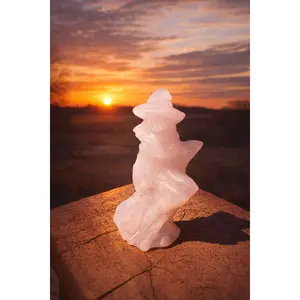 Pink Calcite Stone Witch Carving