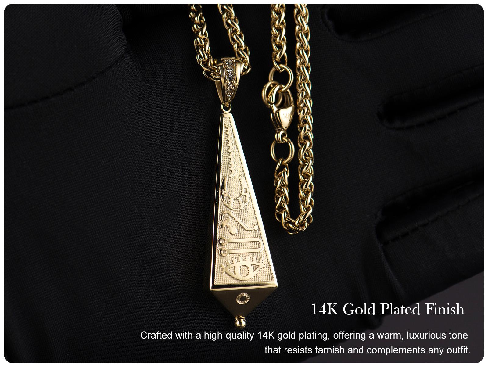 Holylegend 14K Real Gold Plated Ancient Egyptian Hieroglyph Amulet Necklace – Lucky Charm Protection Jewelry for Men and Women
