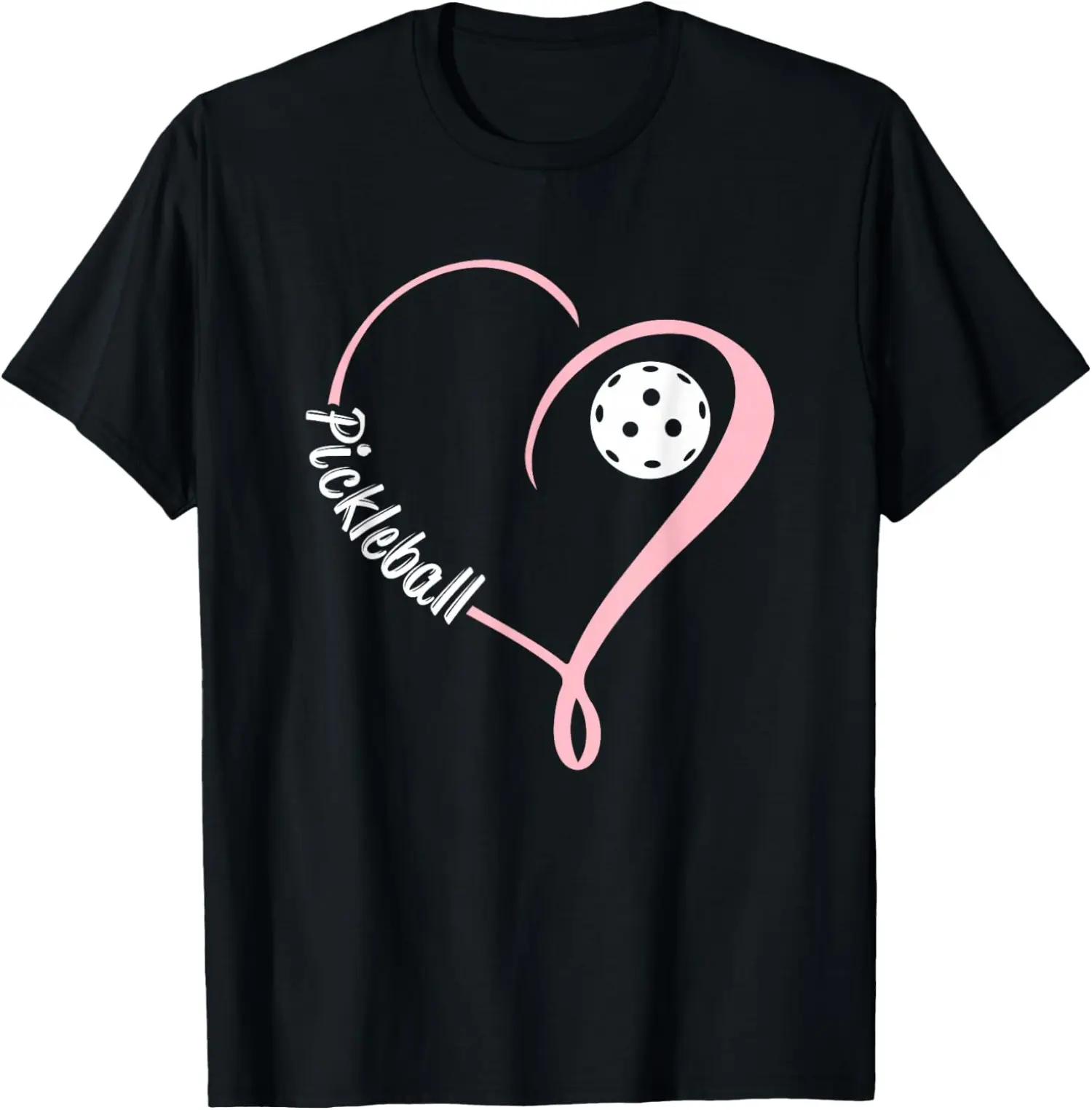 Women's Sporty Chic Short-Sleeve Soft Cotton Pickleball T-Shirt - Comfortable Love Theme Casual Wear, Valentine's Day Apparel for Pickleball Enthusiasts, Heart Shape