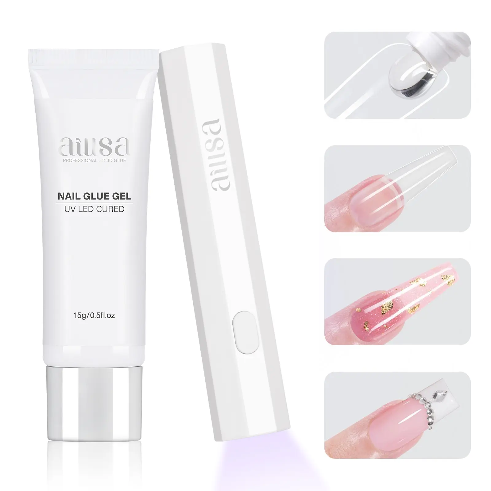 Nail glue + handheld uv lamp
