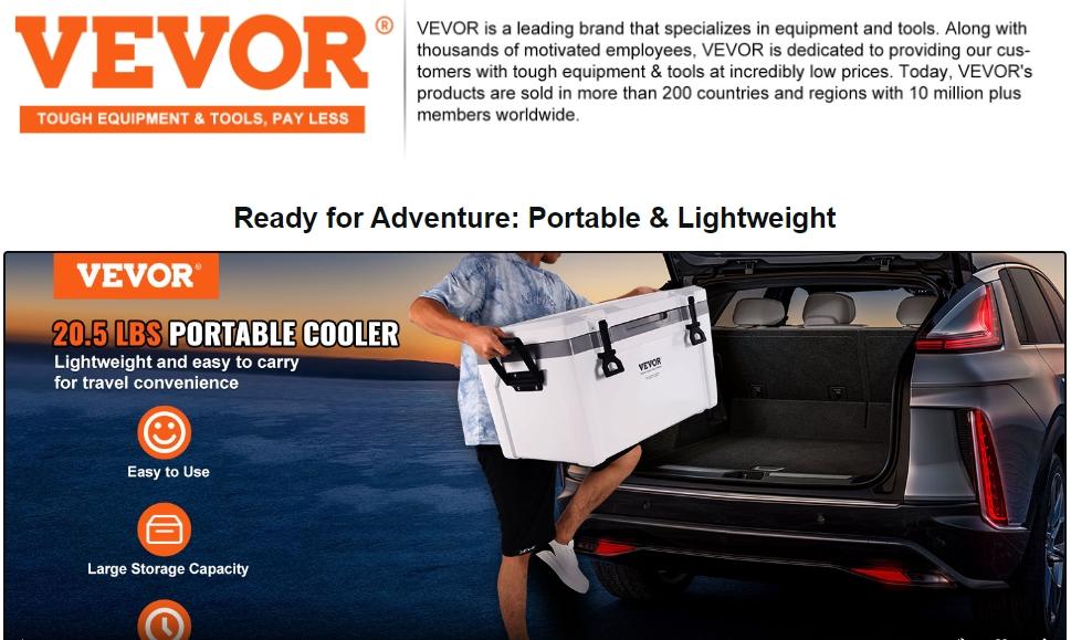 VEVOR Insulated Portable Lunchbox Cooler, TikTokShopBlackFriday, Max 52 qt - Holds 50 Cans, Ice Retention Hard Cooler with Heavy Duty Handle, Ice Chest Lunch Box for Camping, Beach, Picnic, Travel, Outdoor VEVOR Super Brand Day VEVOR Insulated Portable Lunchbox Cooler, TikTokShopBlackFriday, Max 52 qt - Holds 50 Cans, Ice Retention Hard Cooler with Heavy Duty Handle, Ice Chest Lunch Box for Camping, Beach, Picnic, Travel, Outdoor VEVOR Super Brand Day