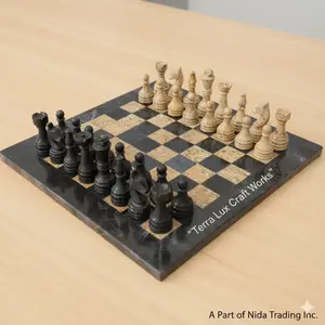 Jet Black Marble Cheese Board with Fossil Design – 15×15 Inch