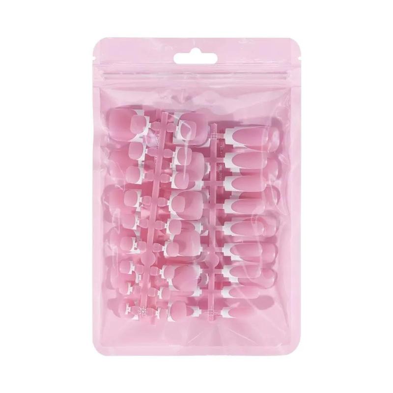 60Pcs White French Tip Press on Nails & Press on Toenails Set, Square Press on Nails Medium Fake Nails French False Toenails Full Cover Stick on Nails for Women Manicure Kit