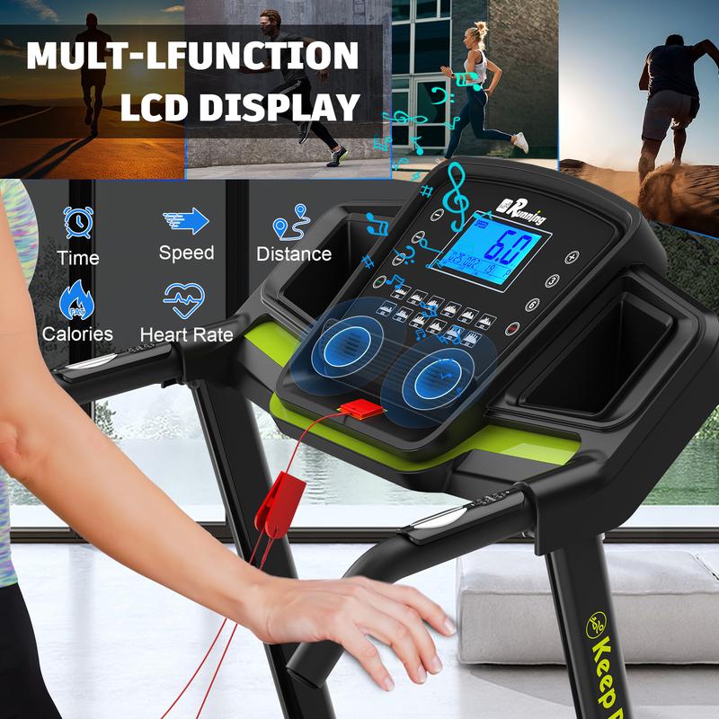 【New arrival with 3 incline】LIVIVOX 3.5 Folding Treadmill for Home/Office with Incline 330lb Weight Capacity, Portable Treadmill with Bluetooth, 12 Preset Programs, adjusting speed walking pad home gym equipment