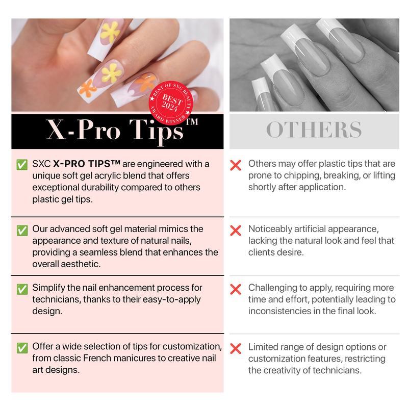 SXC Cosmetics X-Pro Tips French Tip Press On Nails, Skin Tone Series Starter Kit  for DIY Nail Art Nail Polish Polish Gel Extension Nailcare