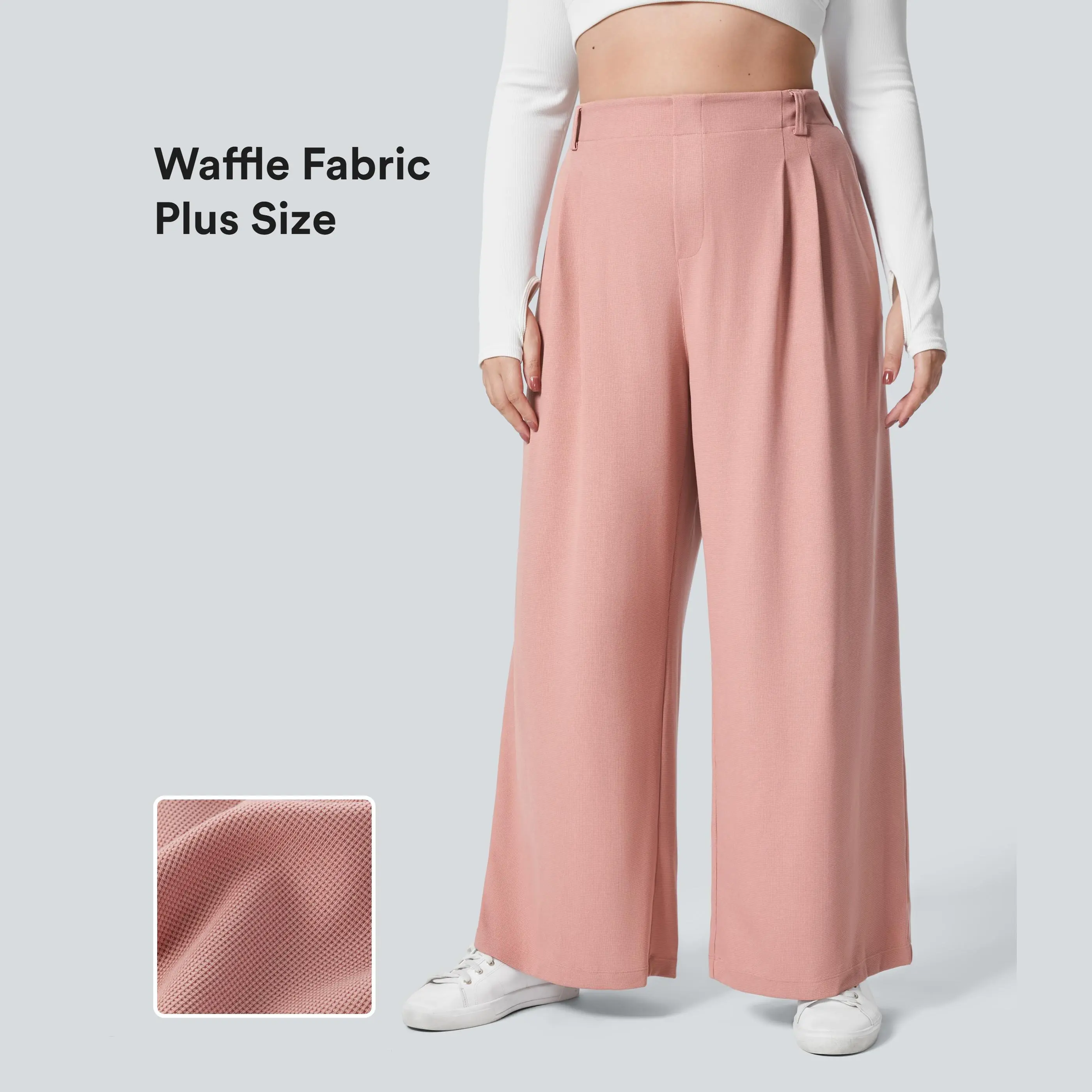 Halara Flex™ High Waisted Side Pocket Wide Leg Waffle Work Plus Size Pants