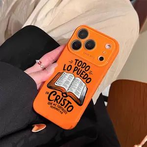 TODO LO PUEDO EN CRISTO With Bible illustration Case Dopamine Ins Style Solid Color with Ultra Skin friendly Touch, All Inclusive Lens Phone Case Suitable for Apple 17 16 15 14 13 12