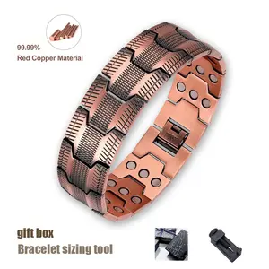 valentine Copper Bracelet for Men, 3X Ultra Strength Magnetic Bracelets, 99.99% Pure Copper with 3500 Gauss Neodymium Magnets, Adjustable Wearable Fitness Tracker Modern