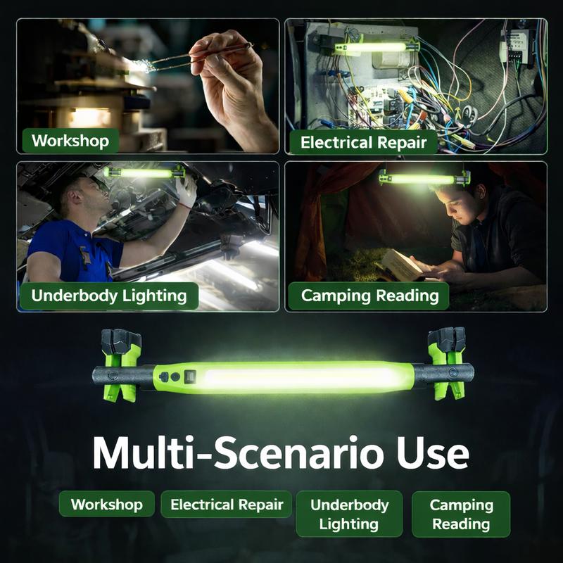 2026 Upgraded Magnetic LED Work Light Bar Rechargeable Under Hood Mechanic Light Portable COB Inspection Lamp with Magnetic Base Hooks USB Power Bank for Car Repair Garage Camping