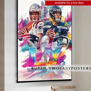 Art Poster Patriots vs Seahawks Football Wall Print