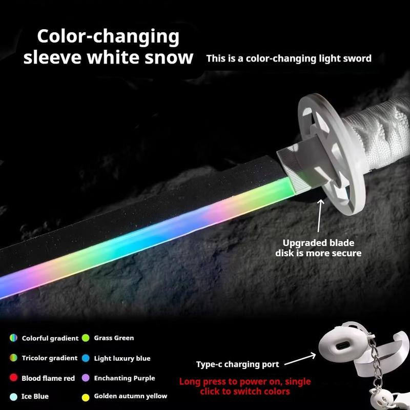 DKD SnagIt Shirayuki LED Light-Up Cosplay Toy Blade 40" Rechargeable Pre-Assembled Anime-Inspired Plastic Prop with Belt Display Stand & Fun Spinner