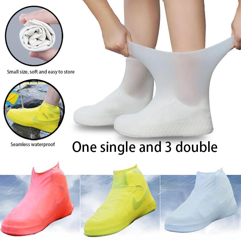 Waterproof Latex Shoe Covers - 3 Pairs Reusable Non-Slip Rain Boot Protectors for Outdoor Use - Unisex Design - Easy Foldable & Versatile Colors One Size High Quality
