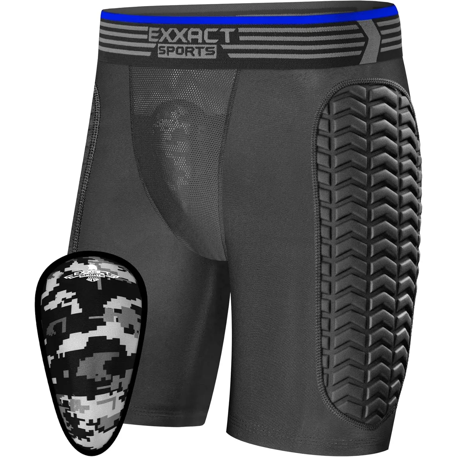 Exxact Sports Youth Sporty Sliding Shorts - Soft Athletic Cup-Equipped, Breathable Padded Compression Shorts for Baseball, Softball (Black), Sporty Sports Shorts