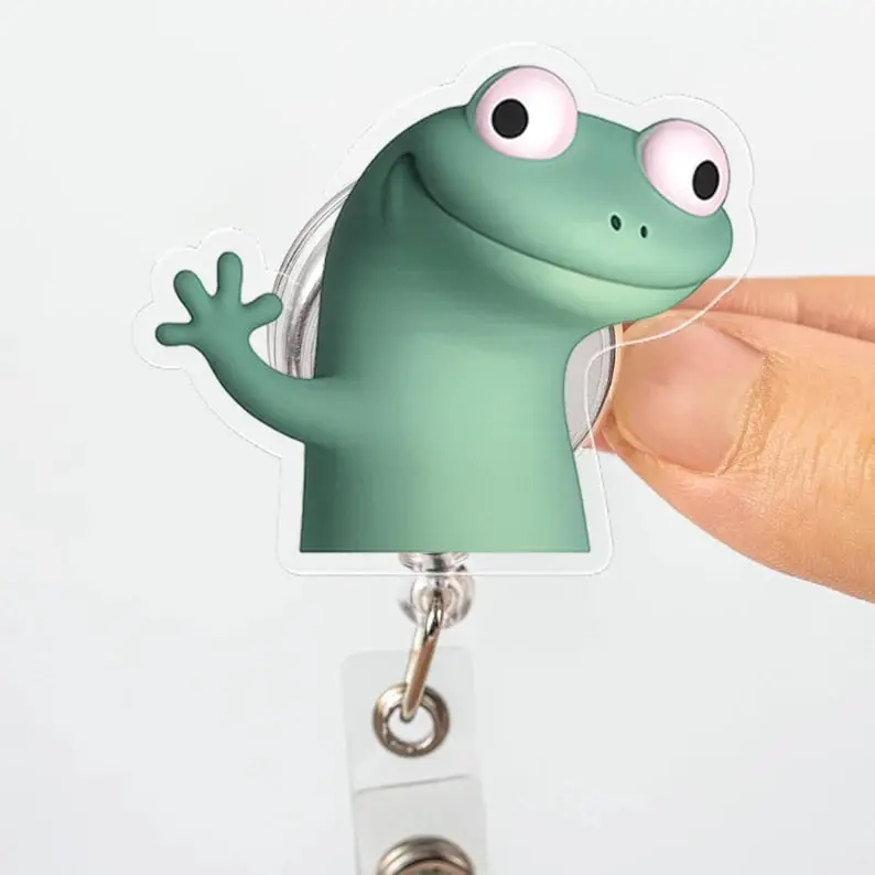 Funny Gecko Badge Reel – Trendy Reptile ID Holder