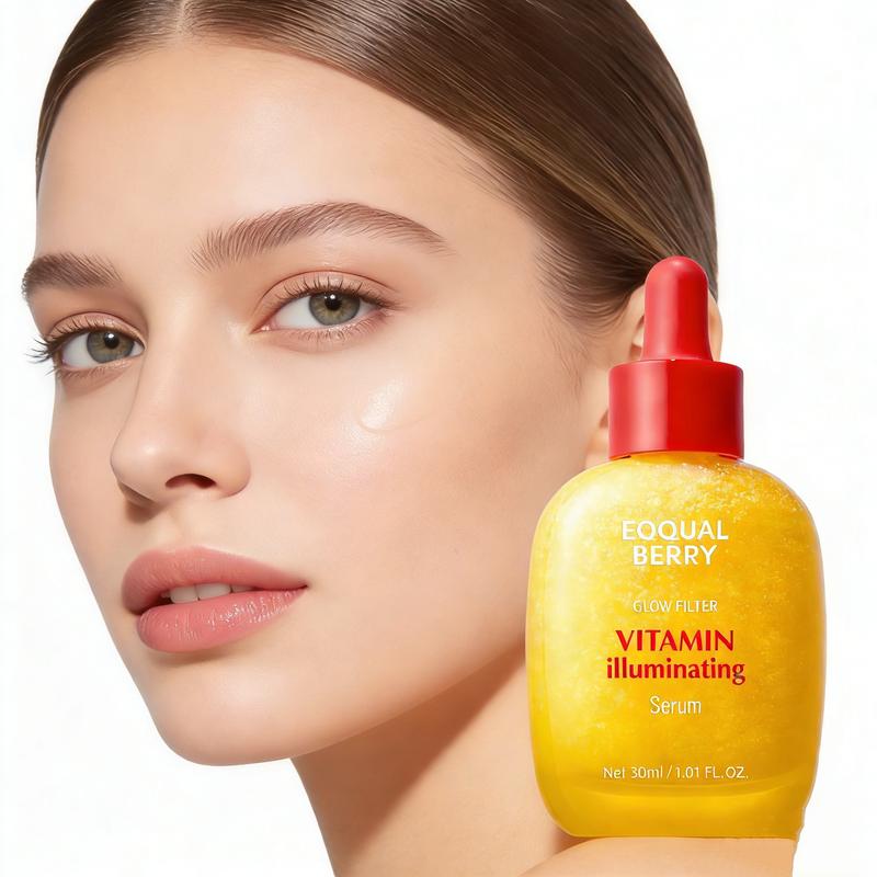 2pcs EQQUALBERRY Vitamin IlluminatingSerum -Brightening Vitamin C Serum withNiacinamide |Strengthens skin barrierIHydrates using Ceramide and HyaluronicAcid, 1.01oz /30ml