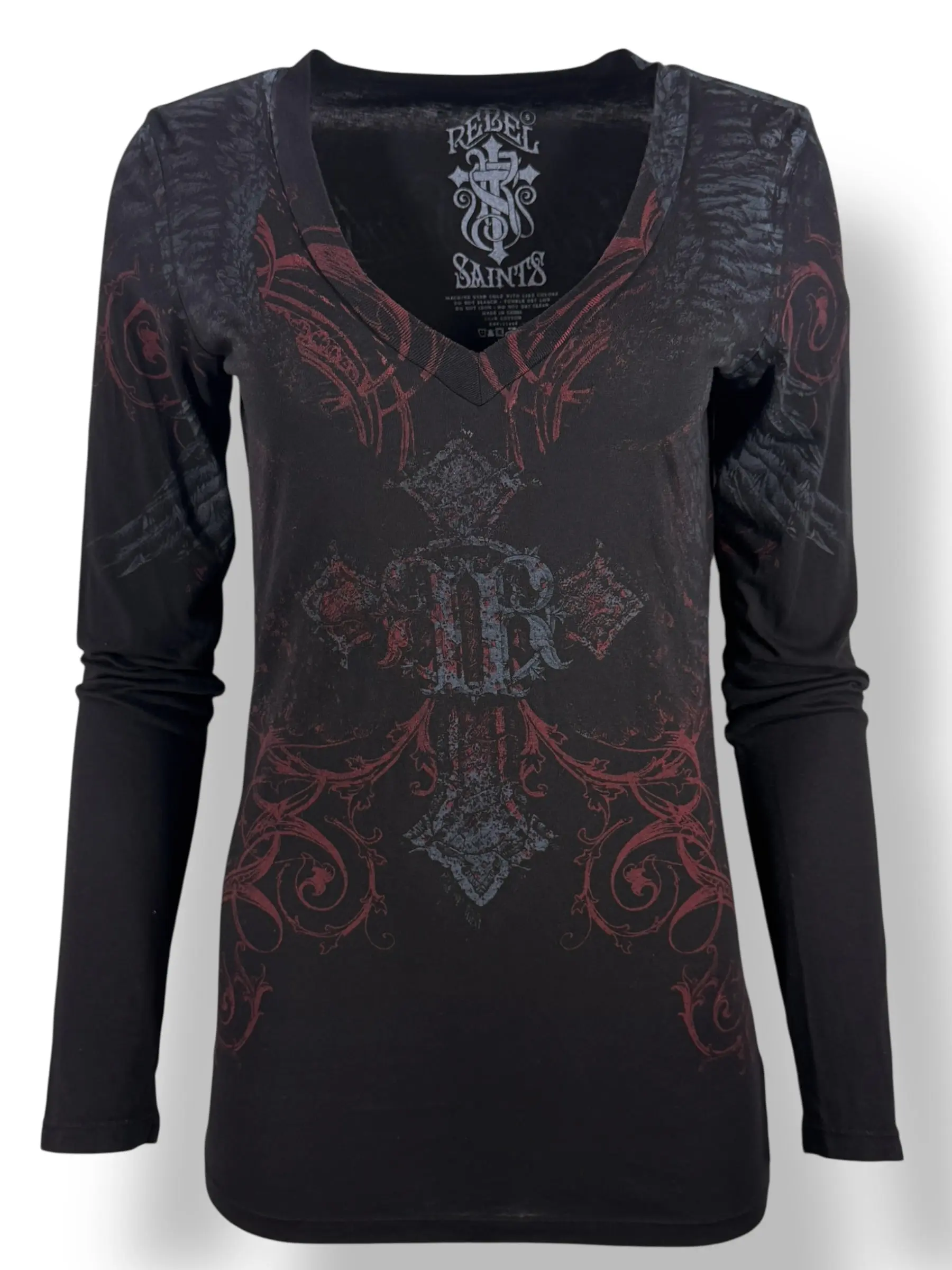 Rebel Saint By Affliction Women's T-shirt Scattered Rebel Saint By Affliction Women's T-shirt Scattered