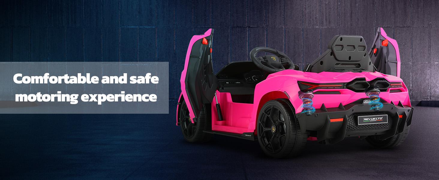 Dripex 12V Licensed Lamborghini Ride On Car, Scissor Door Electric Toys Car with Remote Control Bluetooth LED Light MP3 Player and Wide Seat for 3-6 Boys Girls