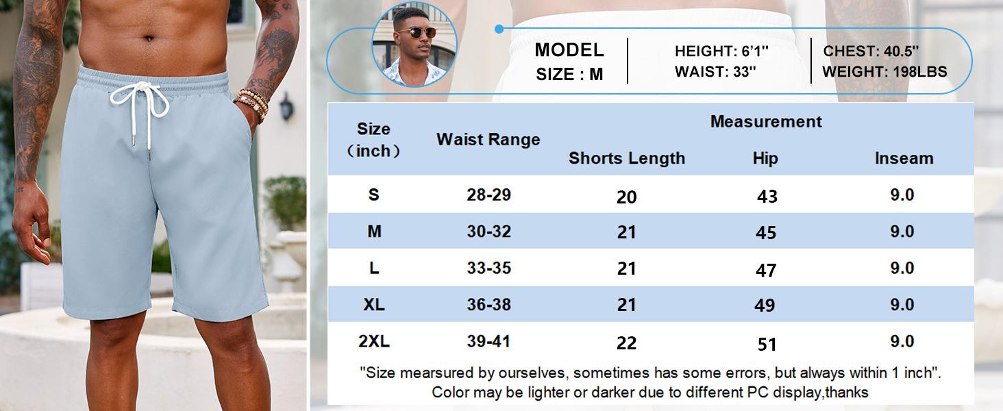 COOFANDY Men's Shorts Hawaiian Beach Shorts Elastic Waist Drawstring Lightweight Summer Casual Shorts with Pocket