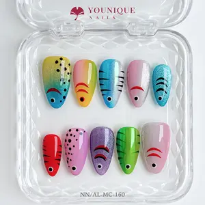 Younique Nails | 10PCS 100% Handmade Press-On Nails | Reusable Colorful Art acrylic stylish 3D