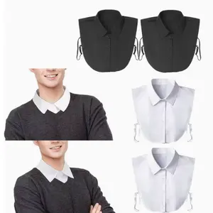 4pcs Detachable White Shirt Dickey Collar | Classic Button-On Collar Extender for Women Men, Formal Office Blouse Accessory, Adjustable Fake Collar