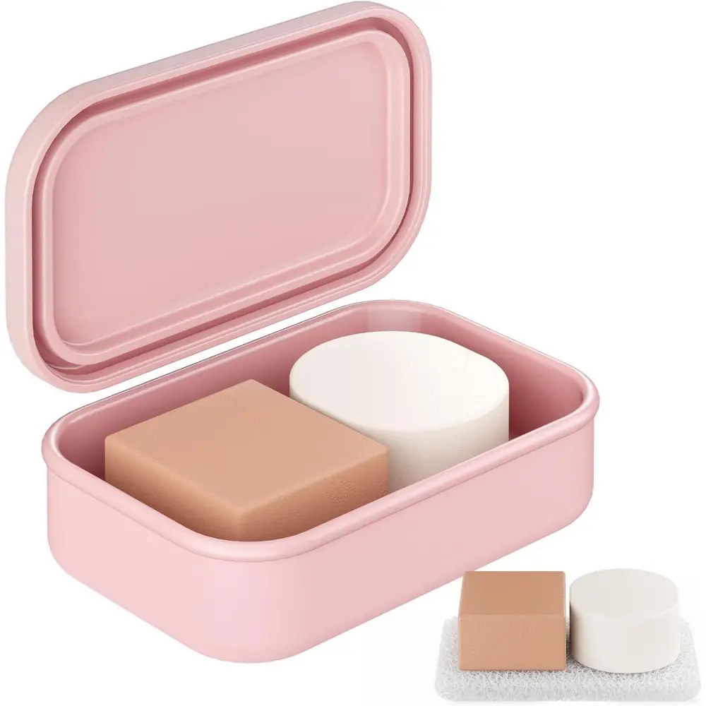 Solid Shampoo Bar Holder, Large Leakproof Travel Soap Case, Silicone Soap Box with Draining Layer, Enhanced Soap Container for Camping, Gym, Bathroom, Outdoor Use, Pink