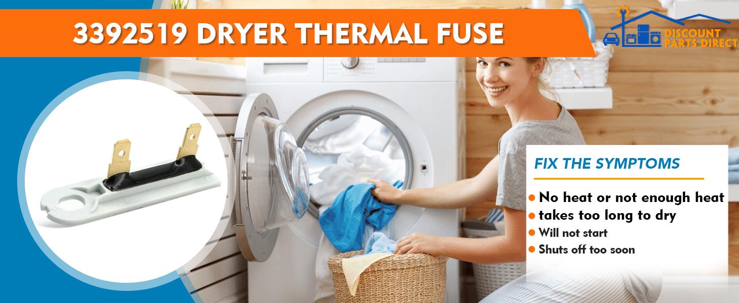 1 Pack 3392519 Dryer Thermal Fuse Replacement Part for Whirlpool Maytag Kenmore Dryers, 3388651, 3392519, 694511, 80005, WP3392519VP Drying Magic Chef