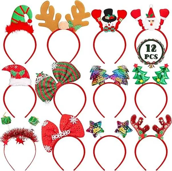 Christmas Headbands, Christmas Costume Headwears, Christmas Head Topper for Christmas Party Supplies