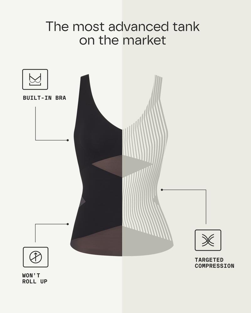 Honeylove LiftWear Tank - Body Shaping Top with Built In Bra