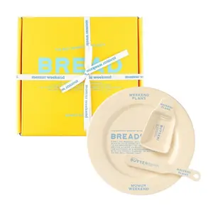 Momur Weekend Korean Butter Cream Dinnerware Set - 5pc Plate, Butter Knife, Dish & Condiment Set
