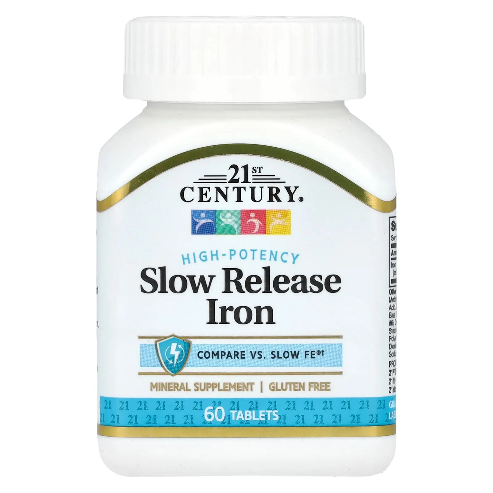 21st Century Slow Release Iron, High Potency, 45 mg , 60 Tablets