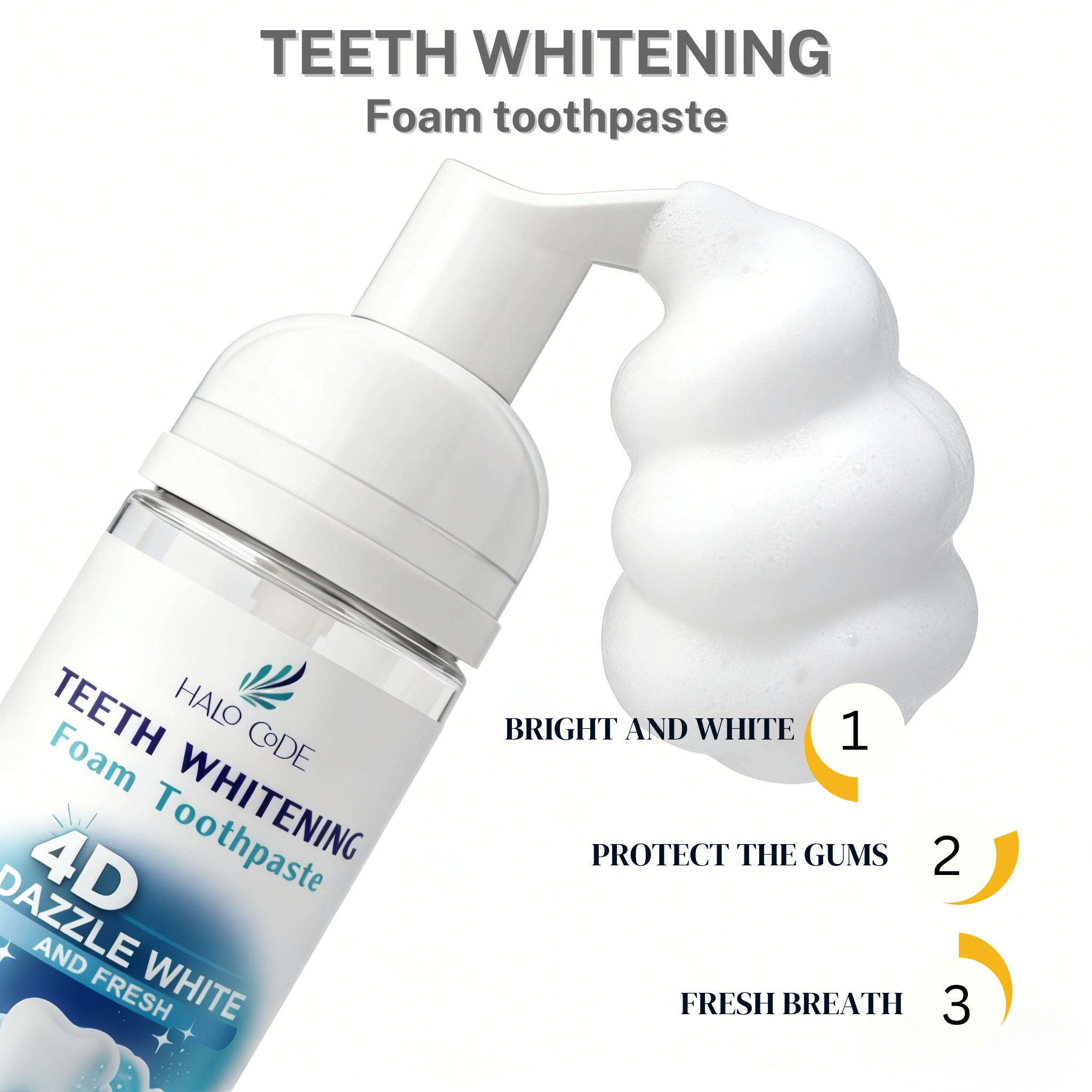 Halo Code 4D Dazzle White Foam Toothpaste,Get Whiter Teeth in Just 7 Days! Whitening, Sensitivity Relief & Fresh Breath All-in-One! natural oral health gentle mint snow removal cleaning improves xylitol strips care Halo Code 4D Dazzle White Foam Toothpaste,Get Whiter Teeth in Just 7 Days! Whitening, Sensitivity Relief & Fresh Breath All-in-One! natural oral health gentle mint snow removal cleaning improves xylitol strips care