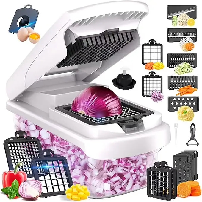 15-in-1 Multifunctional Vegetable Chopper Set, Mandoline Slicer, Food Veggie Cutter Dicer Grater with Storage Container Kitchen Tool for Stress Relief (Classic Novelty Toy)