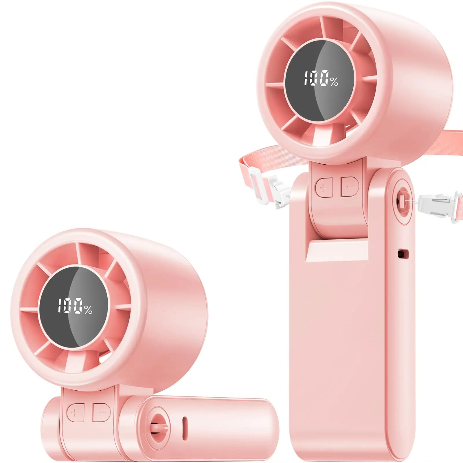 4 in 1 Portable Turbo Handheld Fan, 15000 RPM High-Speed Cooling Fan, 5200mAh Rechargeable Battery, 12H Runtime, 180° Foldable Personal Fan for Travel, Outdoor, Work & Makeup