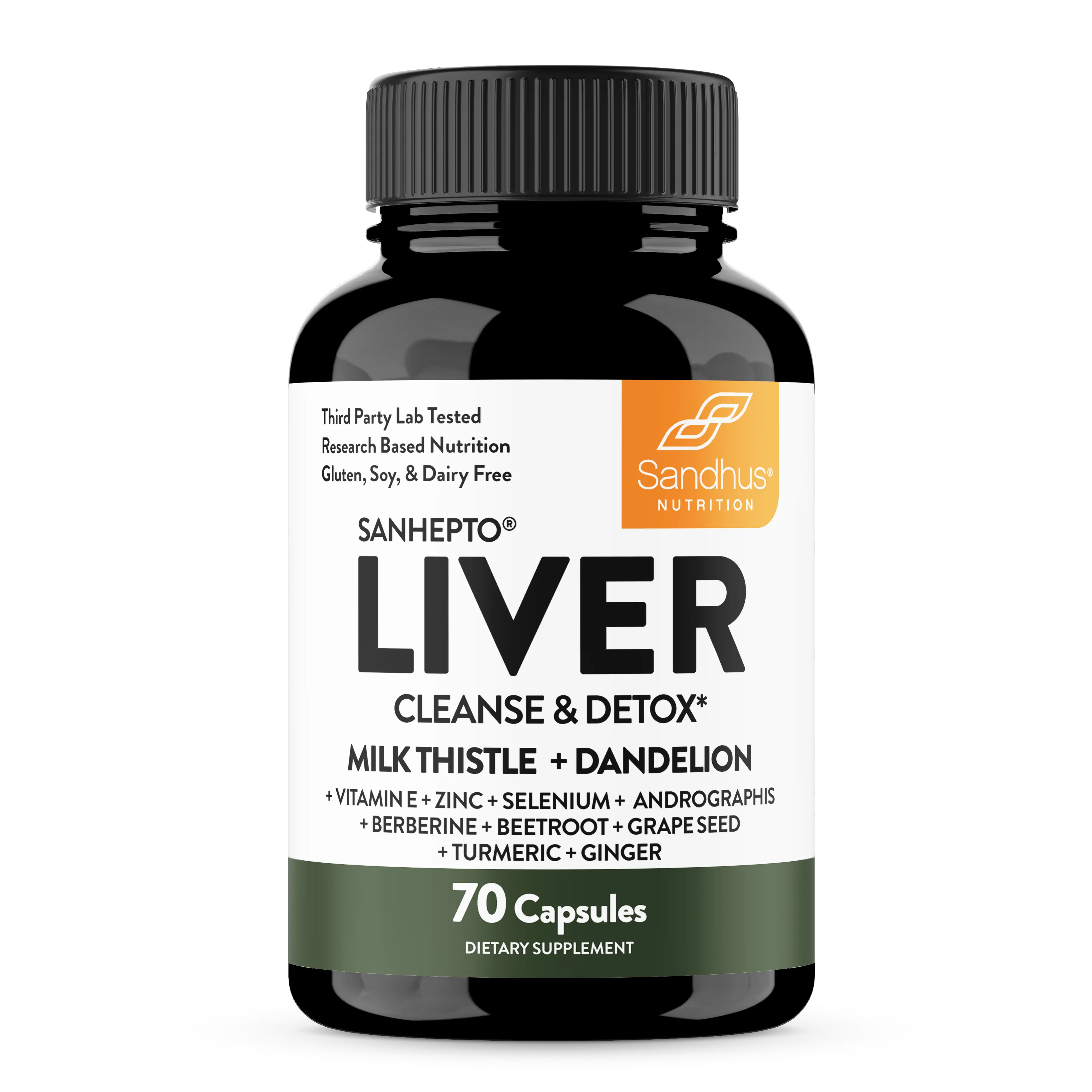 【Sandhus】Liver Cleanse & Detox Supports, 11 Ingredient Blend Milk Thistle, Dandelion, Turmeric, Ginger Extract, Vitamin E, Grape Seed Supplement Healthcare Dietary Edible Fitness