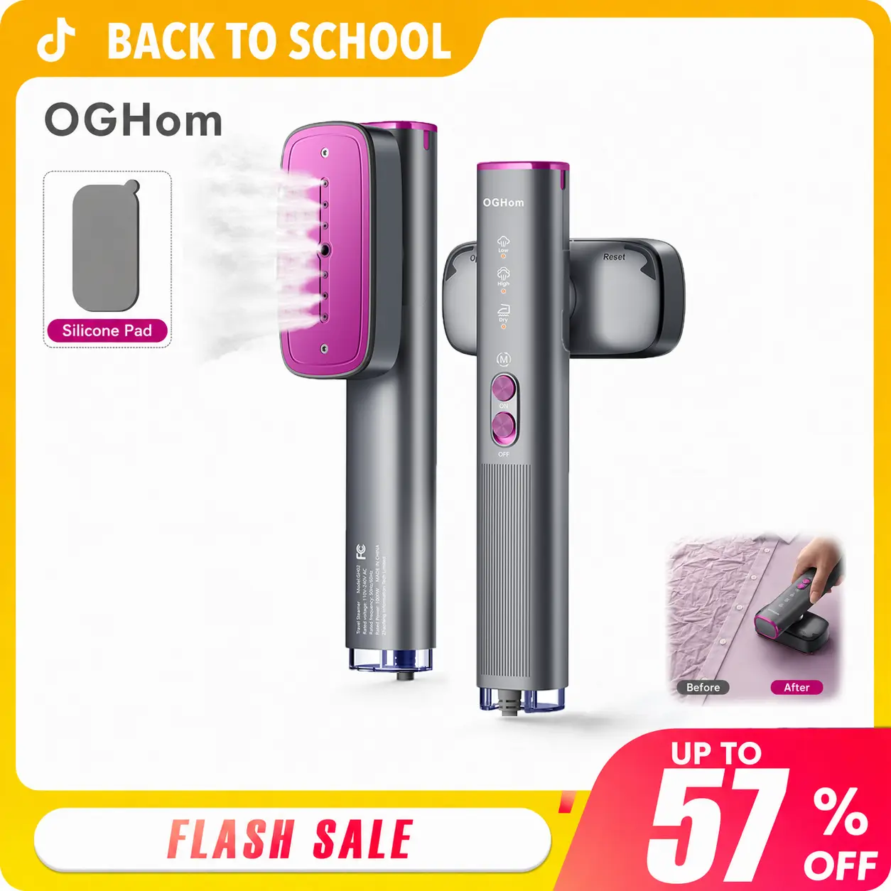 【BackToSchool】OGHom Garment Steamer for Clothes, 2-in-1 Portable Steamer & Iron, Dual Voltage 110-240V, Large 120mL Water Tank, Powerful Steam, 30s Fast Heat Up, Perfect for Europe & Worldwide Travel, TravelEssentials, TravelHack, backtoschool, Multifunct