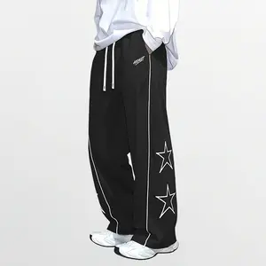 Men's Summer Track Pants | Lightweight & Soft | Side Stripes | Loose Straight Leg | Streetwear/Workout/Chill Vibes | Black/Grey & More Colors