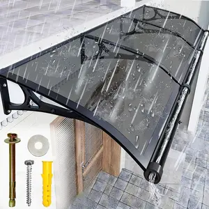 Window & Door Awning Canopy, 24x24in Grey – Aluminum Alloy Bracket with Polycarbonate Cover, UV/Rain/Snow Protection, Easy to Install, Outdoor Patio & Entrance Roof, Ideal for Gifts (Valentine’s, Easter, Birthday)
