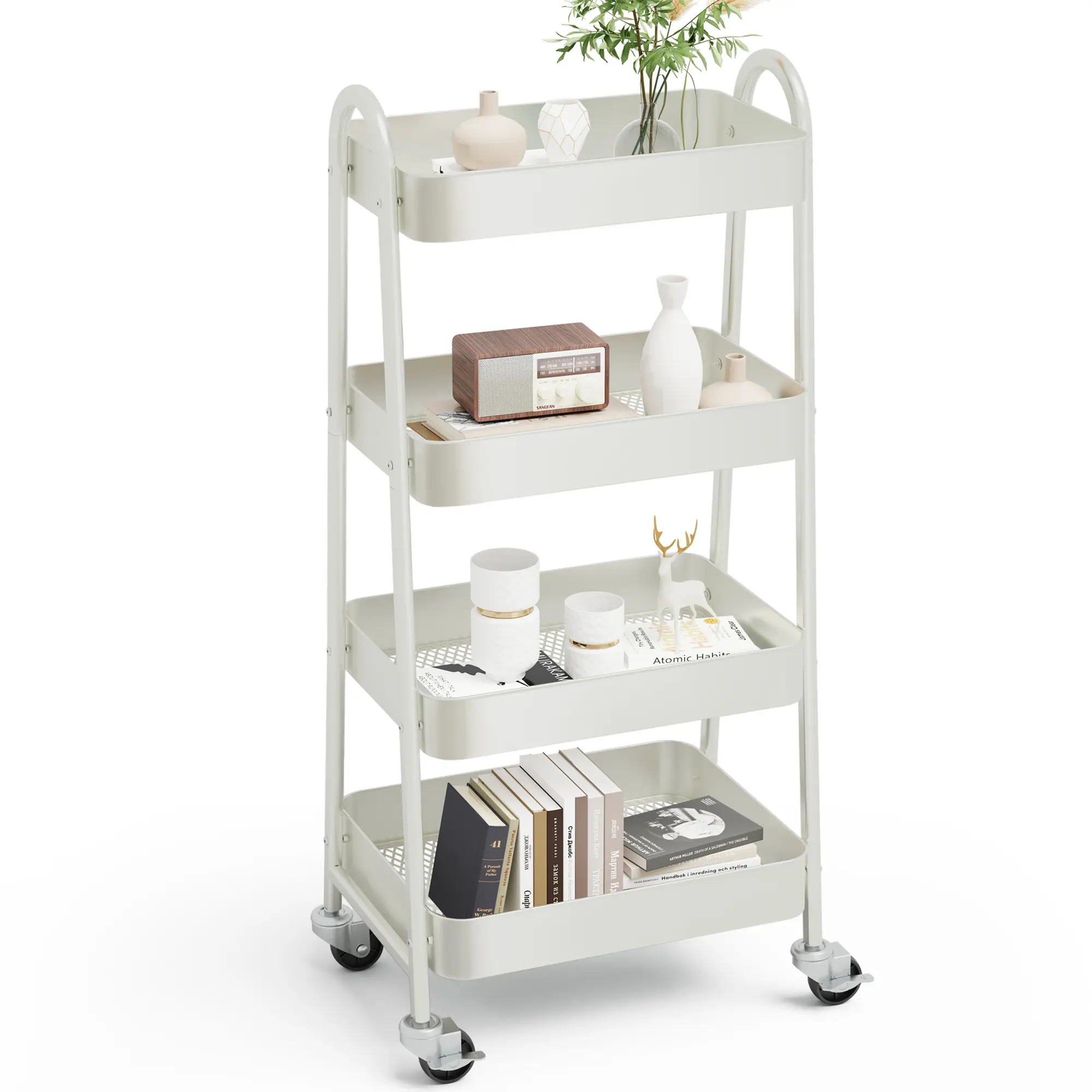 4-Tier Under Desk Mobile Utility Cart with Metal Storage Organizer for Office & Home Use 4-Tier Under Desk Mobile Utility Cart with Metal Storage Organizer for Office & Home Use