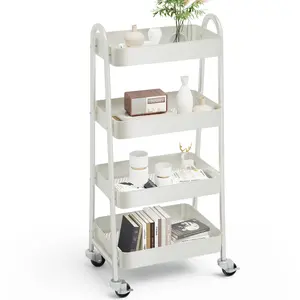 4-Tier Under Desk Mobile Utility Cart with Metal Storage Organizer for Office & Home Use 4-Tier Under Desk Mobile Utility Cart with Metal Storage Organizer for Office & Home Use
