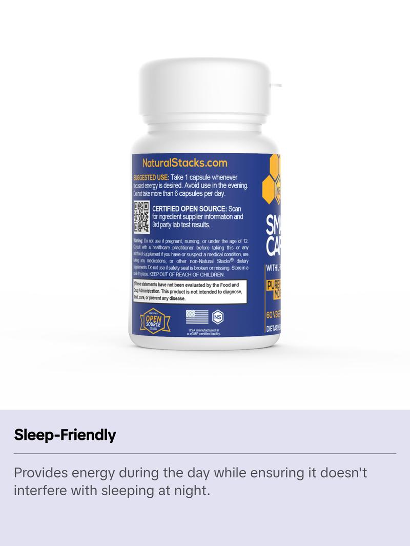 Smart Caffeine Supplement with L-Theanine and Caffeine for Focus and Energy - 60 Vegetarian Capsules