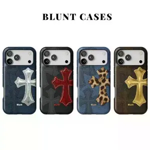 Blunt Phone Case | Silver Denim - Crimson Cross - Cheetah Saint - Gold Cross | Cross Animal Print Aesthetic iPhone Case For 17/16/15/14/13/12/11 Air/Plus/Pro/Pro Max | Waterproof & Shockproof - Tough & MagSafe Case | Gifts For Girls, Friends