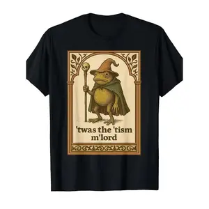 Men's Funny Wizard Frog Autism Consciousness T-shirt-'This is my disease' Medieval Frog Pattern Short Sleeve, Black Top, Suitable for Masquerade, Comic-Con and Daily Leisure Wear-Perfect Gift for Adults, skin-friendly softness, outdoor
