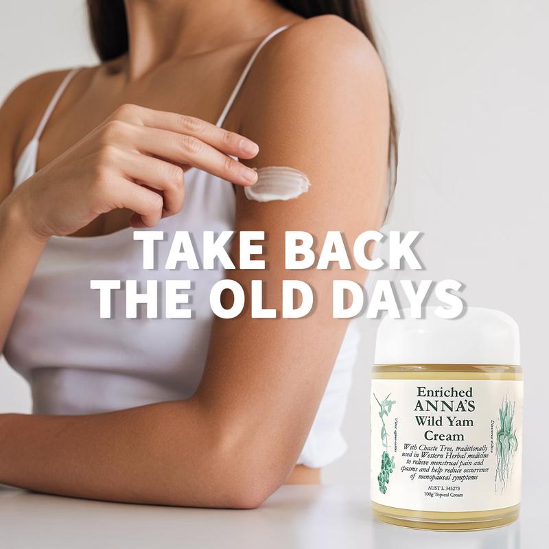 Enriched Anna's Wild Yam Cream Organic for Hormone Balance Women's Support for Perimenopause & Menopause All Skin Types 10g Topical Cream