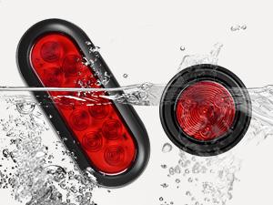 Nilight 2PCS Steel Trailer Light Boxes Housing Kit w/6Inch Oval Red LED Tail Lights 2 Inch Round Side Marker w/Grommet Plugs Wire connectors